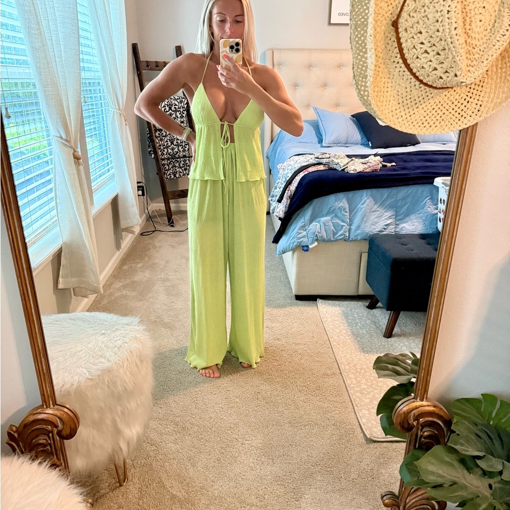 Lulu's Bright Chartreuse Jumpsuit